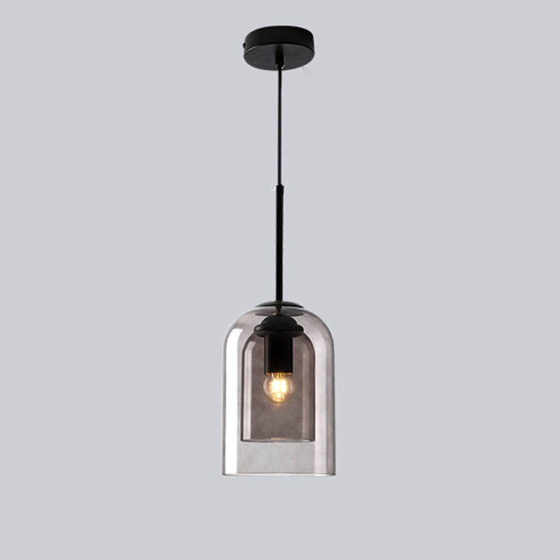 1 Light Cylinder Hanging Pendant Lights Industrial Style Glass Pendant Ceiling Lights