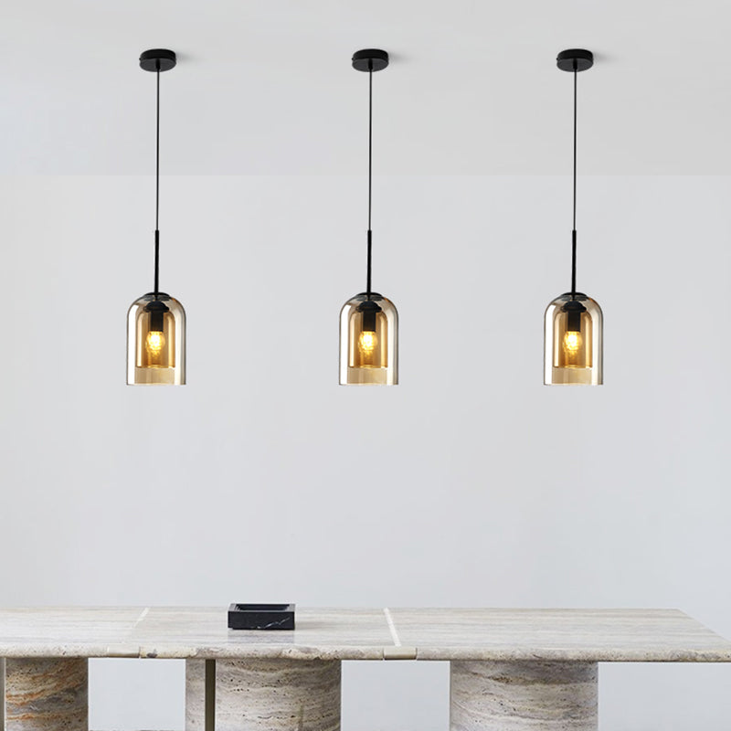 1 Light Cylinder Hanging Pendant Lights Industrial Style Glass Pendant Ceiling Lights