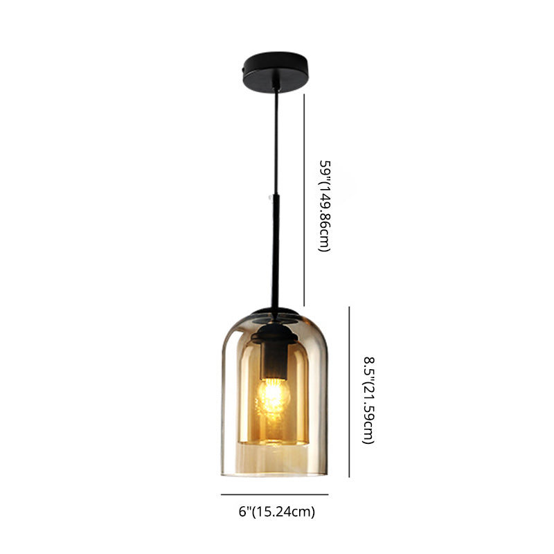 1 Light Cylinder Hanging Pendant Lights Industrial Style Glass Pendant Ceiling Lights