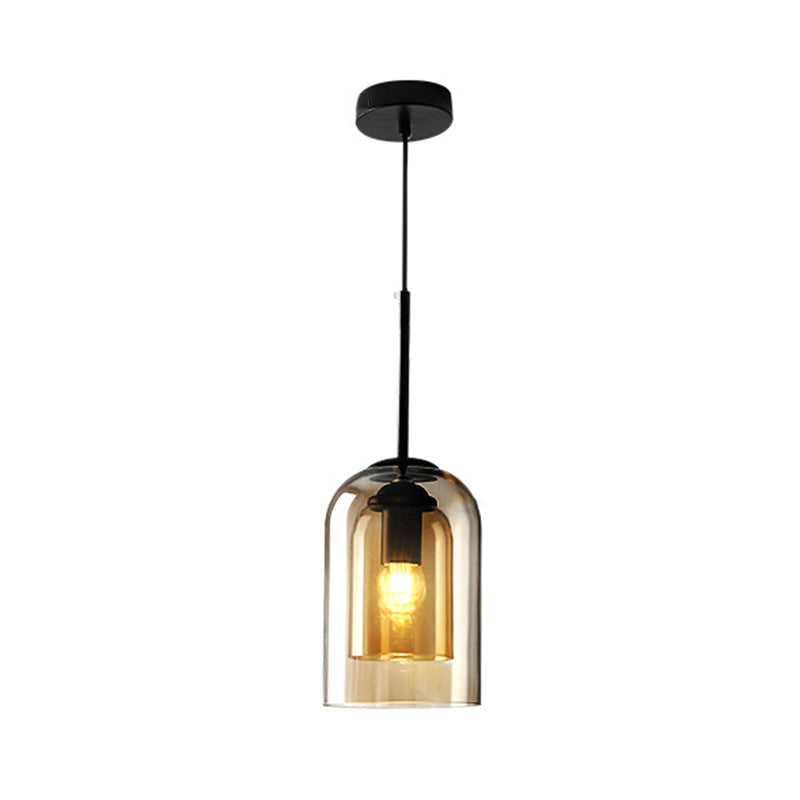 1 Light Cylinder Hanging Pendant Lights Industrial Style Glass Pendant Ceiling Lights