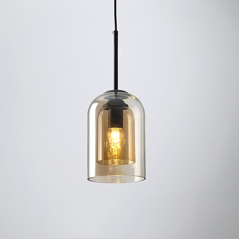 1 Light Cylinder Hanging Pendant Lights Industrial Style Glass Pendant Ceiling Lights