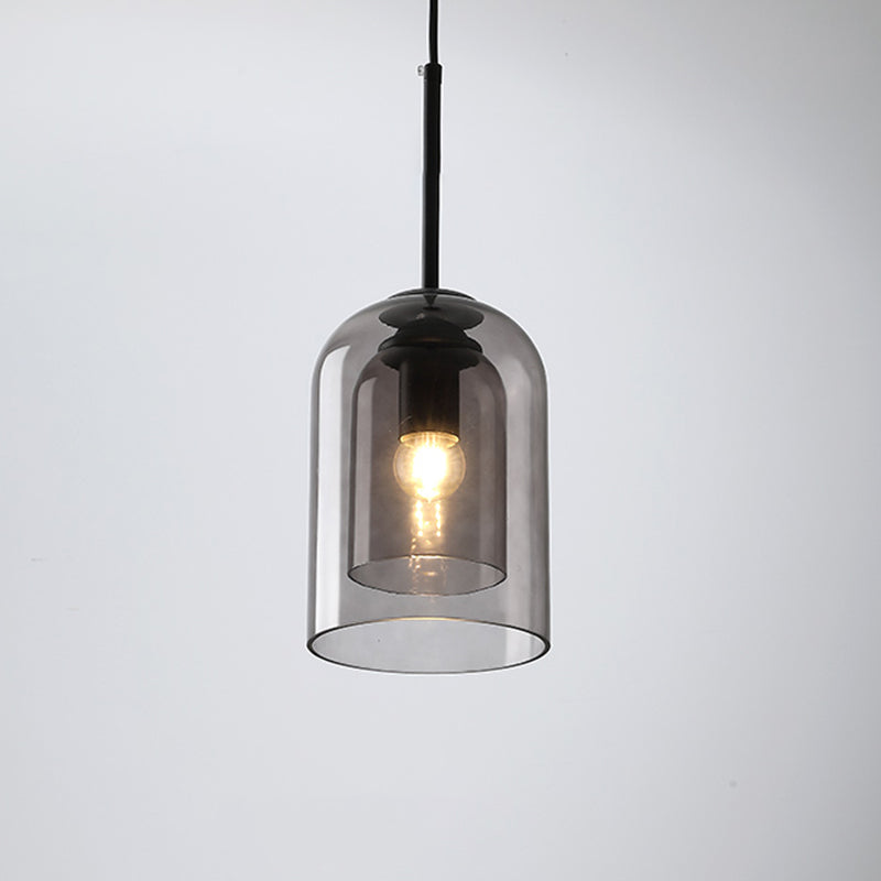 1 Light Cylinder Hanging Pendant Lights Industrial Style Glass Pendant Ceiling Lights