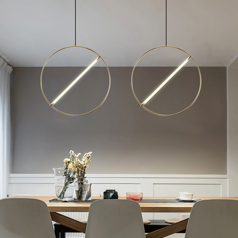 Simplicity Loop Shaped Pendant Lighting Acrylic Dining Room LED Down Light in Gold