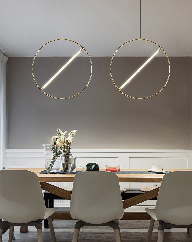 Simplicity Loop Shaped Pendant Lighting Acrylic Dining Room LED Down Light in Gold