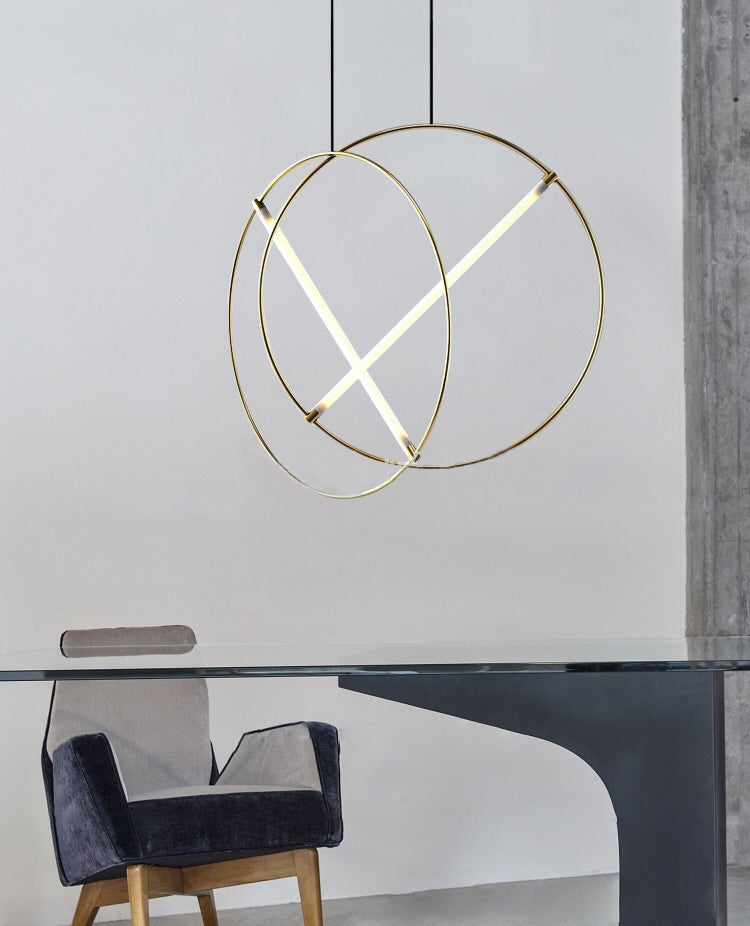 Simplicity Loop Shaped Pendant Lighting Acrylic Dining Room LED Down Light in Gold