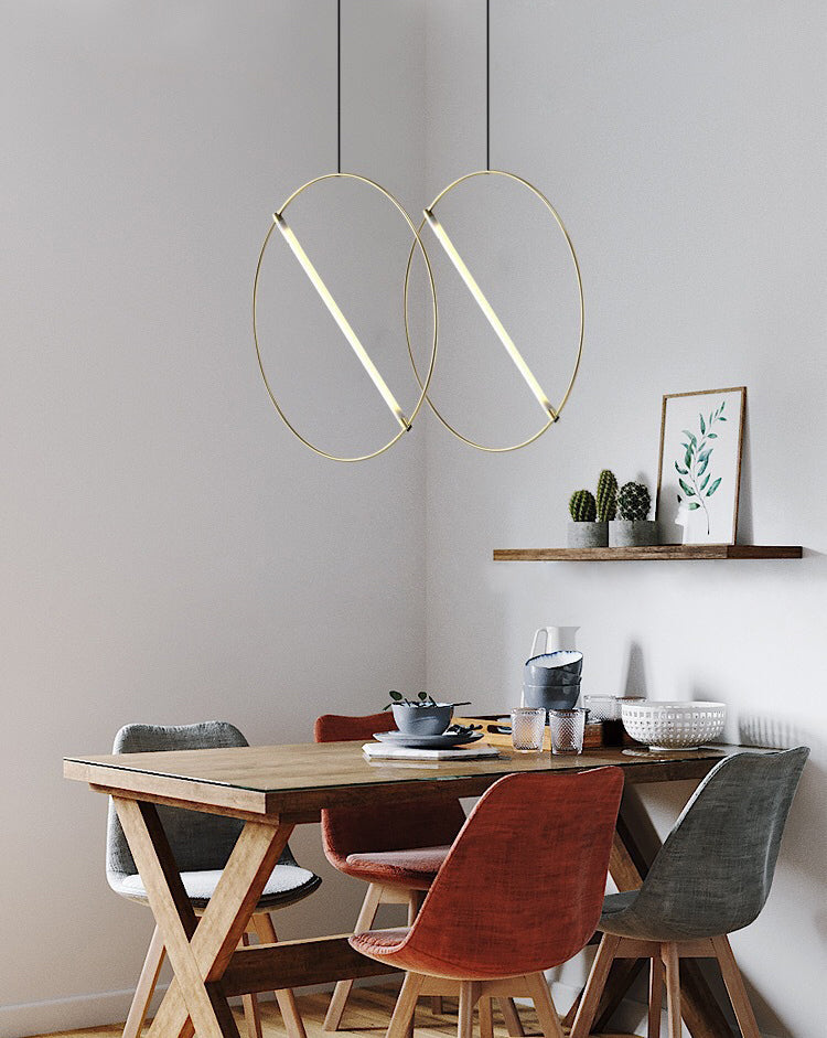 Simplicity Loop Shaped Pendant Lighting Acrylic Dining Room LED Down Light in Gold