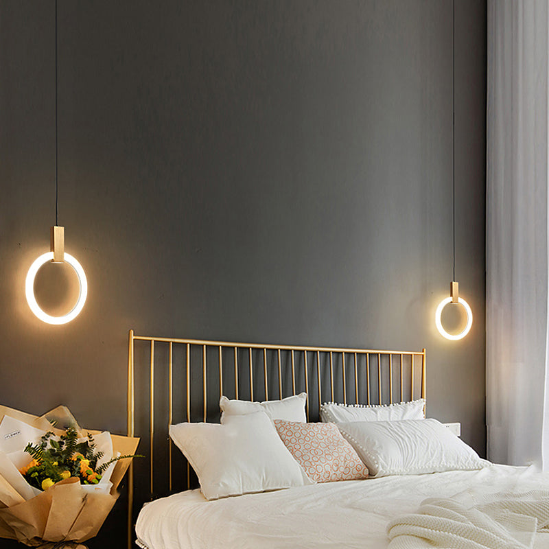 Ring Suspension Pendant Light Modern Style Metal LED White Pendant Ceiling Light