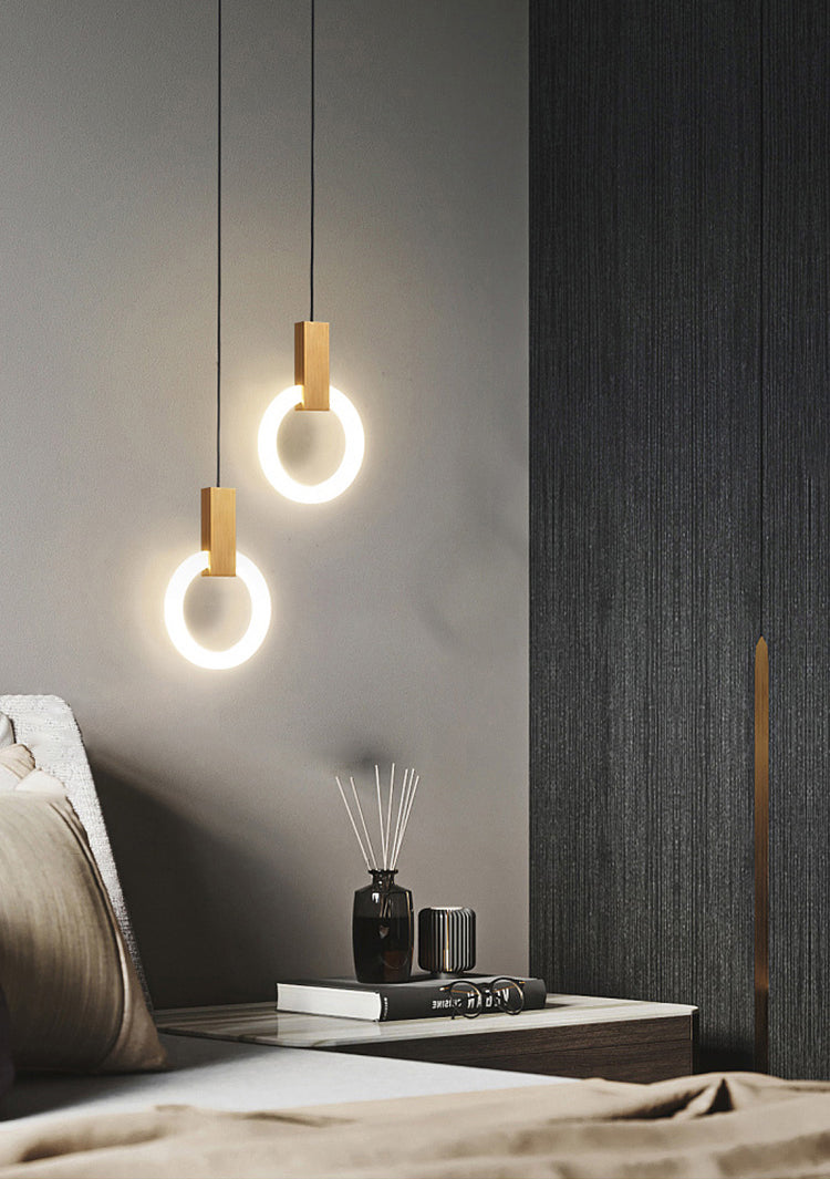 Ring Suspension Pendant Light Modern Style Metal LED White Pendant Ceiling Light