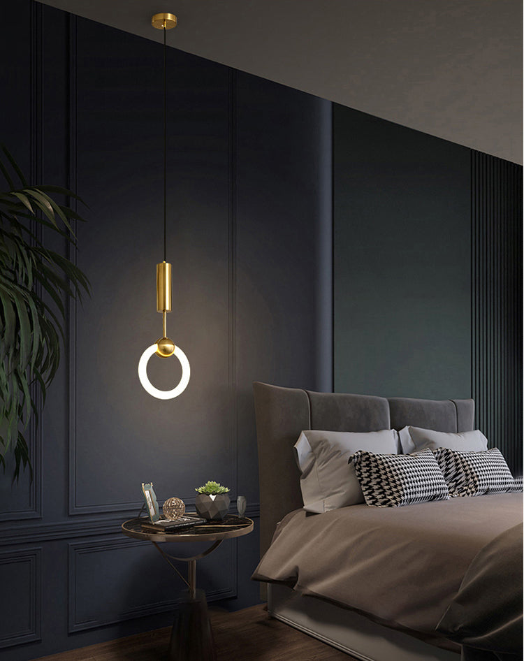 Ring Suspension Pendant Light Modern Style Metal LED White Pendant Ceiling Light