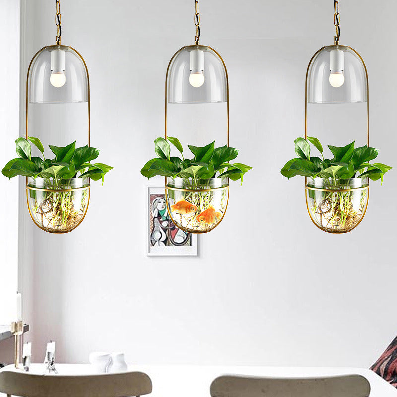 Industrieel plafond hanglagglas plant licht Licht Creative Coffee Shop Restaurant Licht (zonder planten)