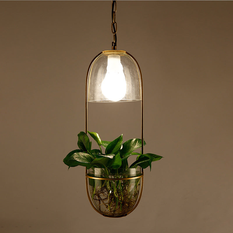 Industrial Ceiling Pendant Glass Plant Light Creative Coffee Shop Restaurant Light (Without Plants)