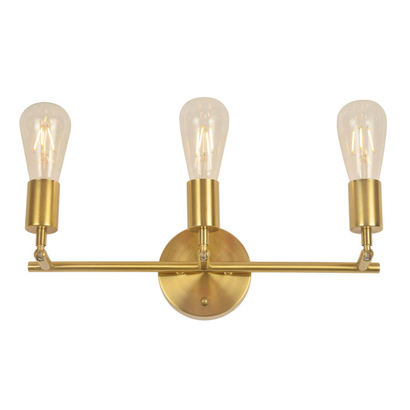 3-Lights Bare Bulb Design Vanity Mirror Light 17.3" Wide Postmodern Style Wall Sconce for Bedroom