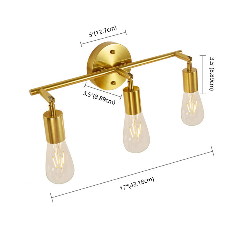 3-Lights Bare Bulb Design Vanity Mirror Light 17.3" Wide Postmodern Style Wall Sconce for Bedroom