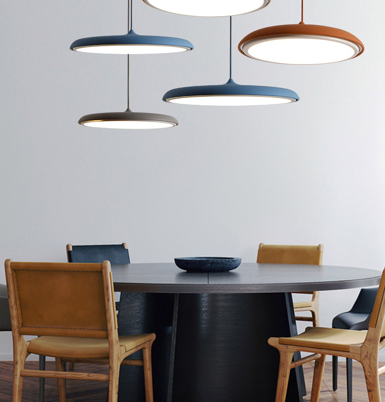 Dinning Room LED Hanging Light Kit Simplicity Ceiling Pendant Lamp with Disc Metal Shade