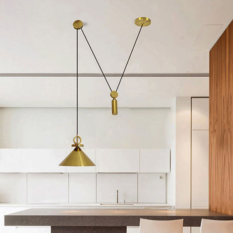 Metal Flared Suspension Pendant Light Modern Gold Down Lighting for Dinning Room