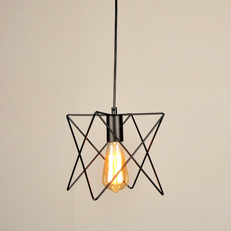 Black Wire Cage Pendant Light Wrought Iron Industrial Style Hanging Light Fixtures