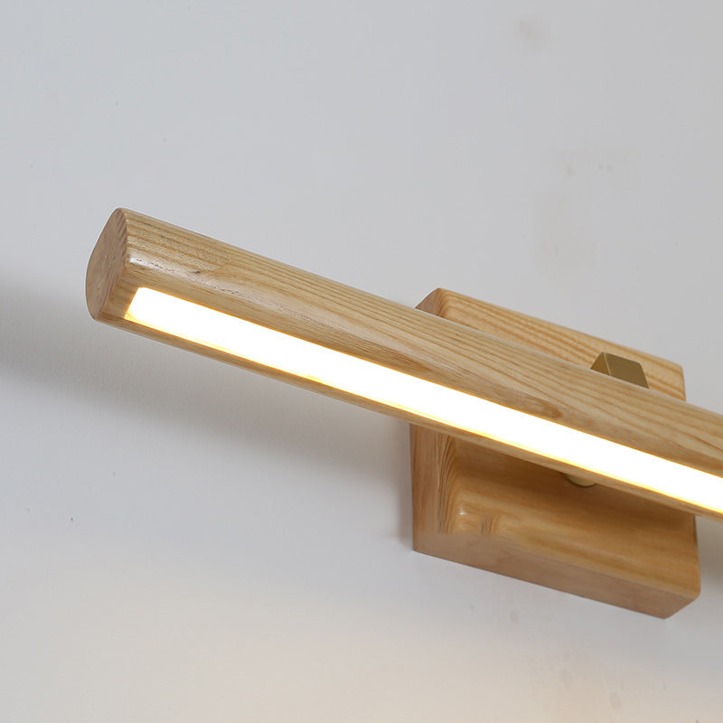 Simplicidad Mirror LED de madera Luz moderno Distondea de pared de tiras largas en beige