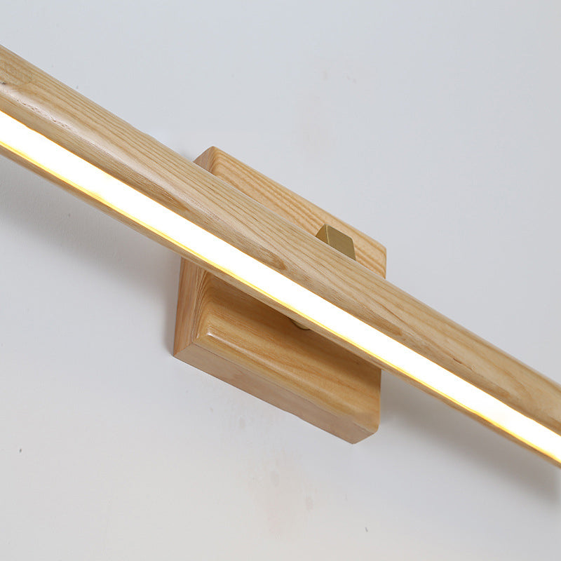 Simplicidad Mirror LED de madera Luz moderno Distondea de pared de tiras largas en beige