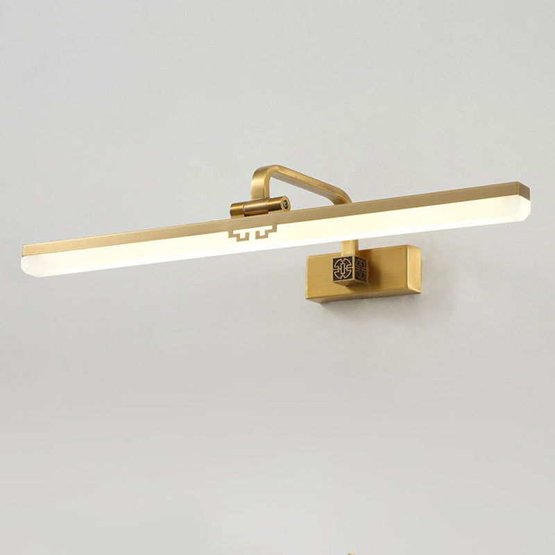 Traditional Style Metal Mirror Light Simplicity Long Strip LED Wall Sconce