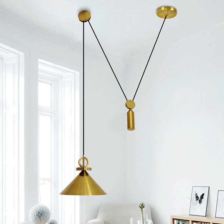 Metal Flared Suspension Pendant Light Modern Gold Down Lighting for Dinning Room