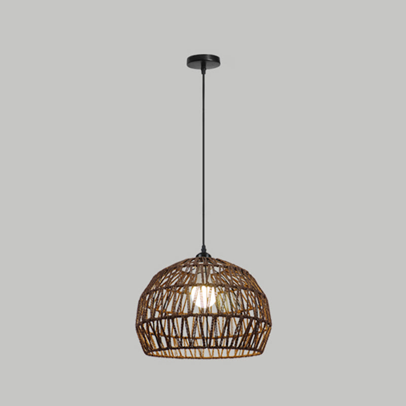 Spherical Rope Suspension Lamp Rustic Single-Bulb Dining Room Down Lighting Pendant