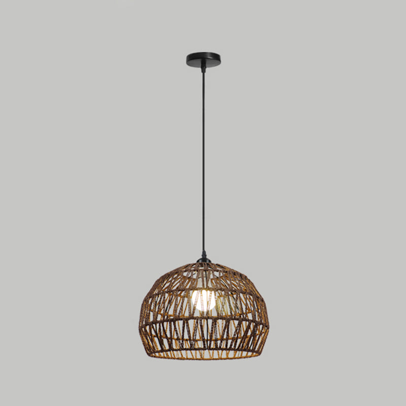 Spherical Rope Suspension Lamp Rustic Single-Bulb Dining Room Down Lighting Pendant