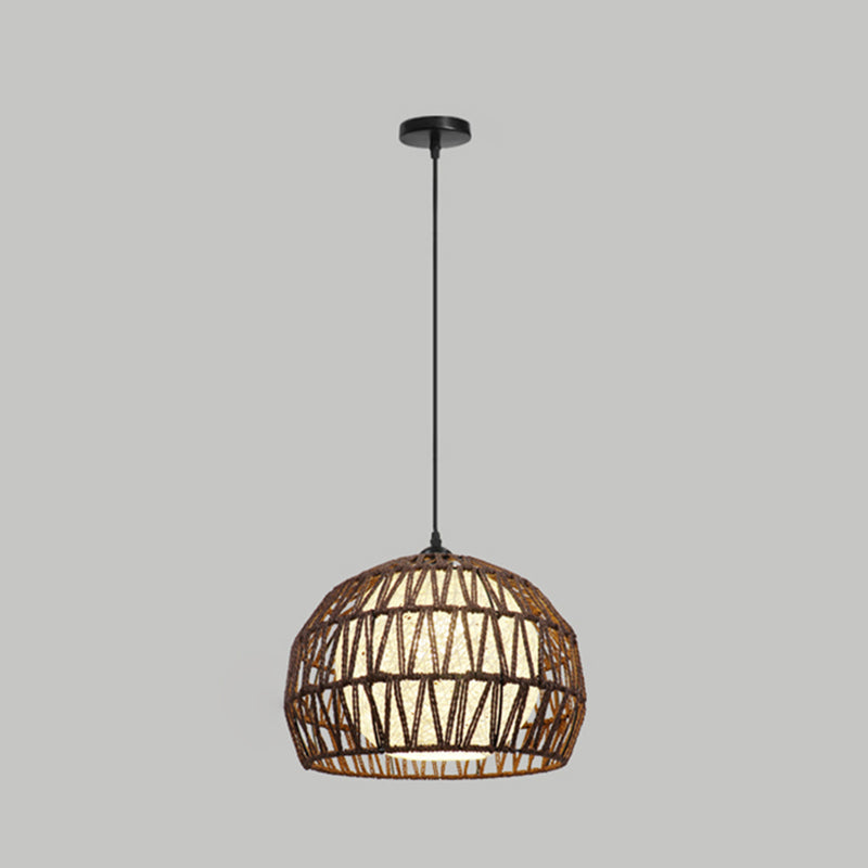 Spherical Rope Suspension Lamp Rustic Single-Bulb Dining Room Down Lighting Pendant