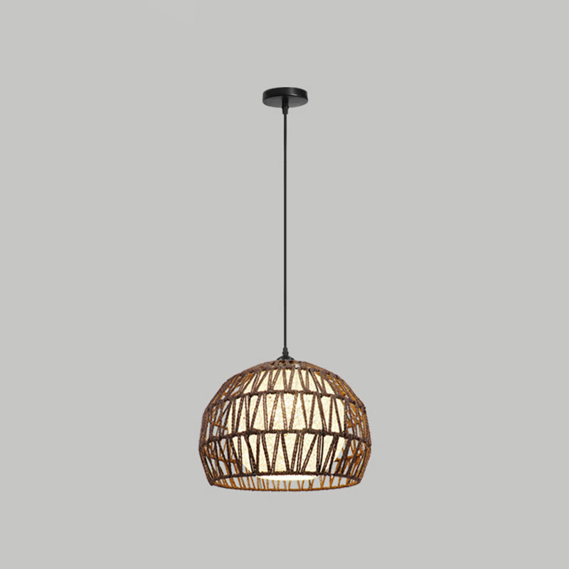 Spherical Rope Suspension Lamp Rustic Single-Bulb Dining Room Down Lighting Pendant