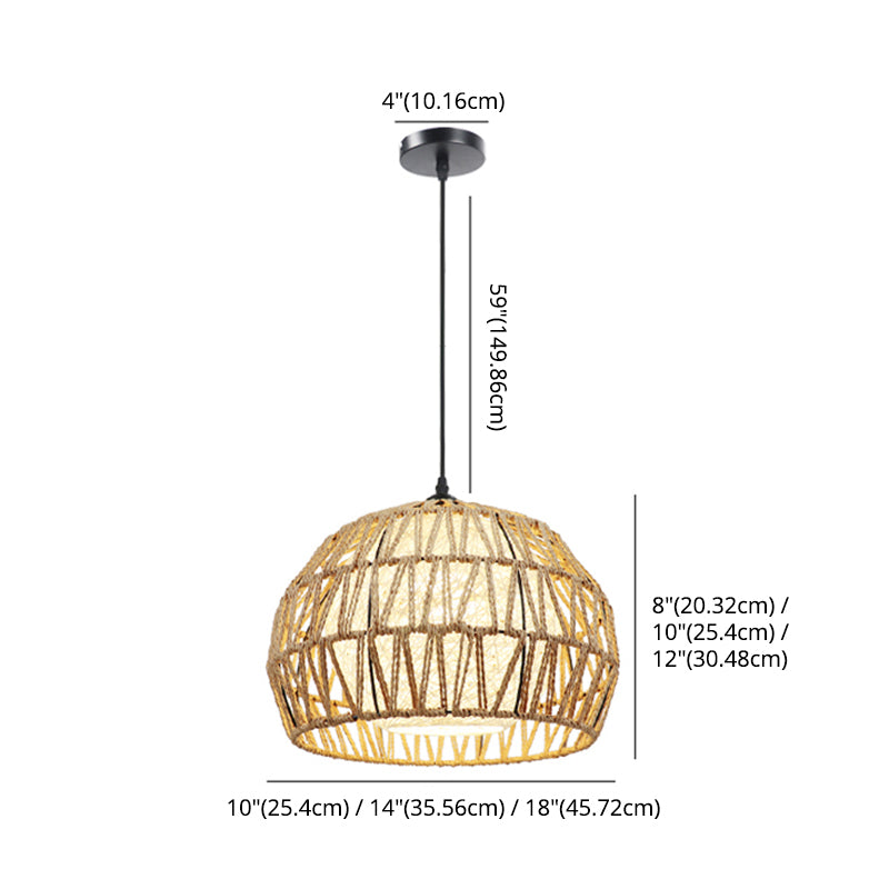 Spherical Rope Suspension Lamp Rustic Single-Bulb Dining Room Down Lighting Pendant