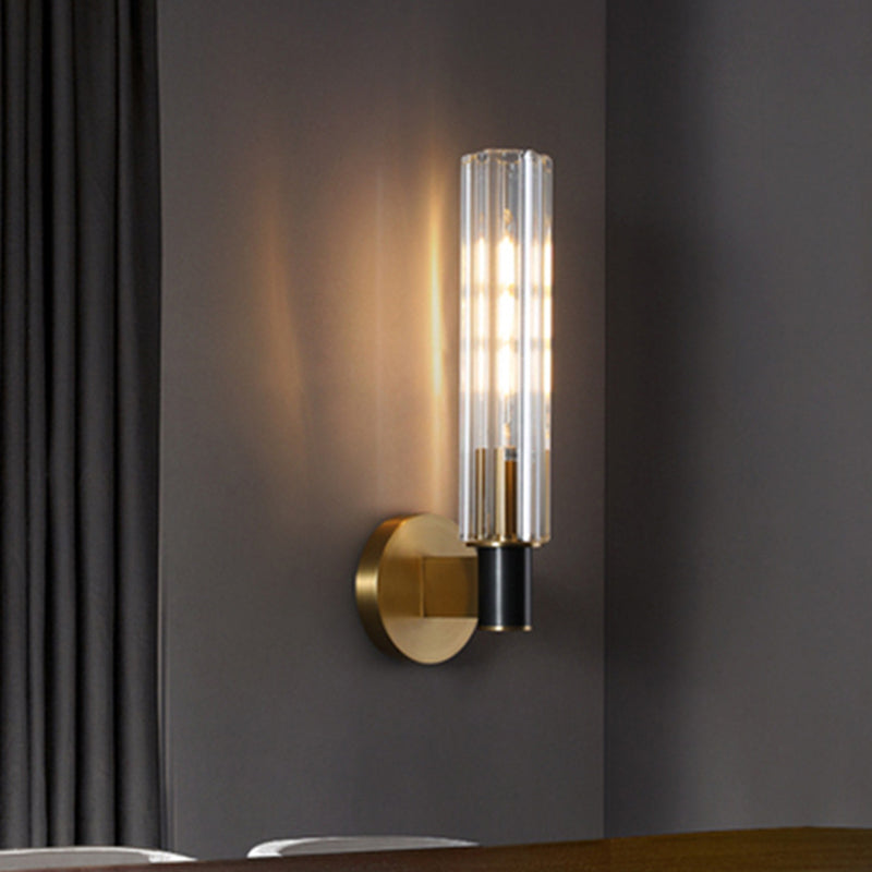 Iluminación de montaje de pared de cilindro ultra moderno lámpara de pared de vidrio transparente para sala de estar para sala de estar