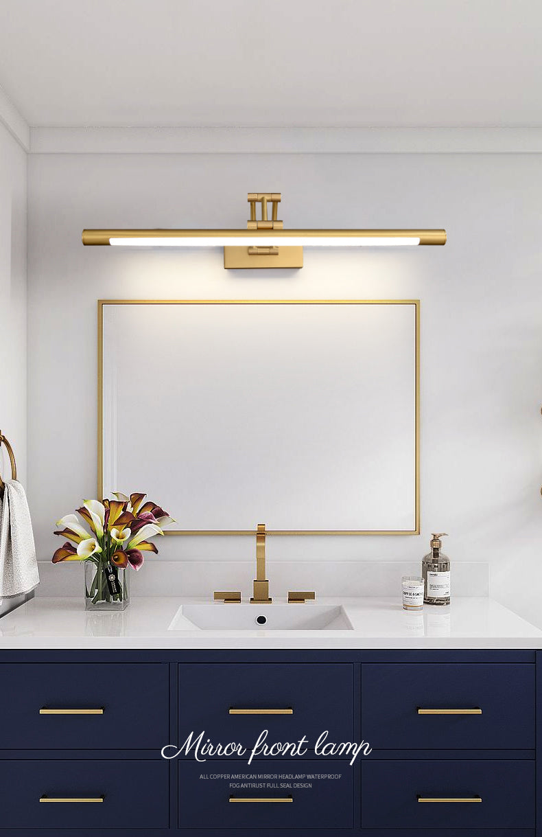 Estilo de lujo moderno Cilíndrico Flush Monte Murón Splusa de cobre Luces de tocador montada en la pared en acabado de oro