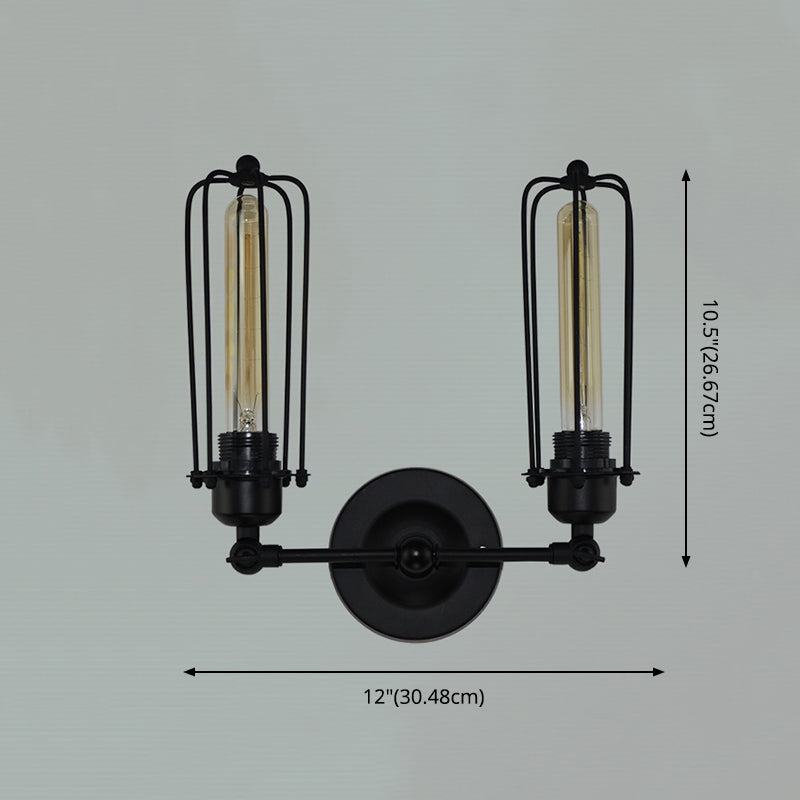 2 luces de lámpara montada en la pared de metal de la pared de la jaula industrial de la pared de la pared para el baño