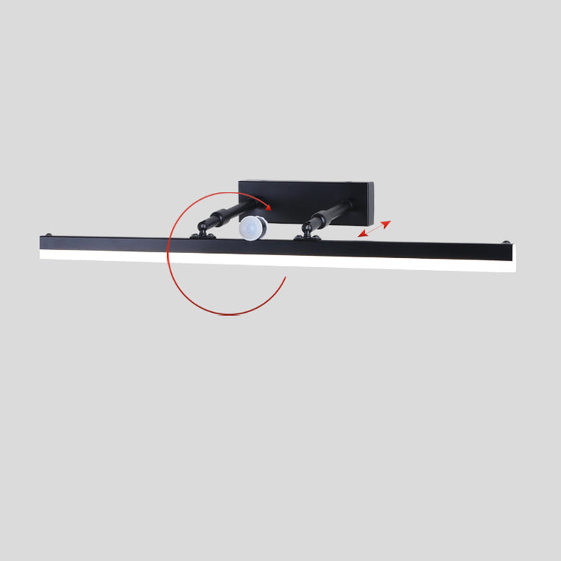 Modern Minimalist Style Linear Wall Mounted Vanity Lights Metal 1 Light Vanity Lighting Ideas with Intelligent Sensor