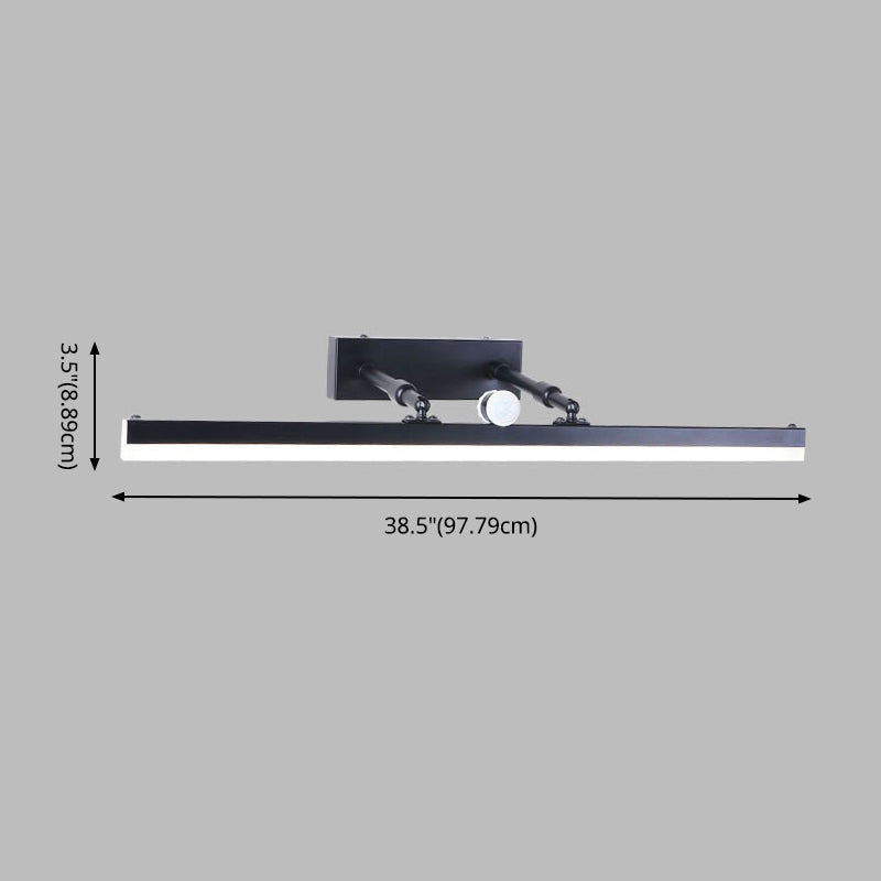 Modern Minimalist Style Linear Wall Mounted Vanity Lights Metal 1 Light Vanity Lighting Ideas with Intelligent Sensor