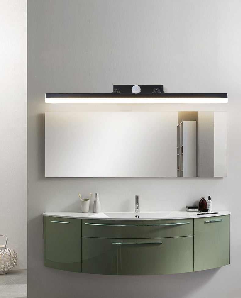 Modern Minimalist Style Linear Wall Mounted Vanity Lights Metal 1 Light Vanity Lighting Ideas with Intelligent Sensor