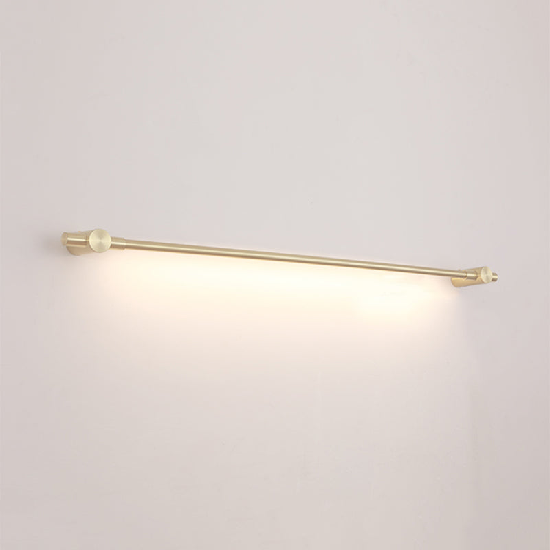 Luz moderna estilo lujo de lujo luces de tocador montado en la pared lineal iluminación de la pared de aluminio en acabado dorado