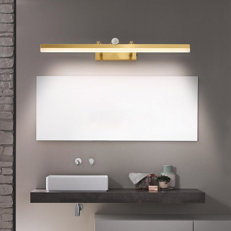 Modern Luxury Style Streamlined Wall Mounted Vanity Lights Copper Vanity Wall Light Fixtures with Intelligent Sensor