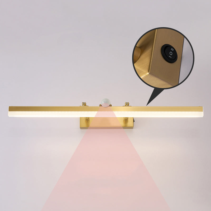 Modern Luxury Style Streamlined Wall Mounted Vanity Lights Copper Vanity Wall Light Fixtures with Intelligent Sensor