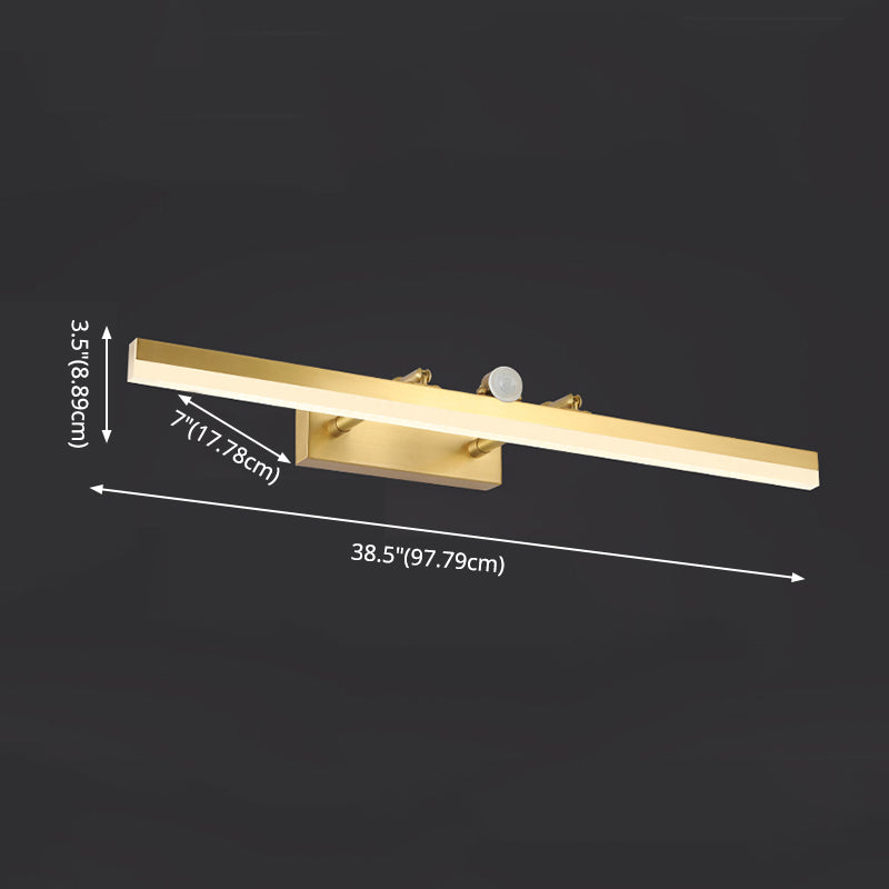 Modern Luxury Style Streamlined Wall Mounted Vanity Lights Copper Vanity Wall Light Fixtures with Intelligent Sensor