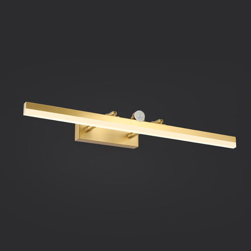 Modern Luxury Style Streamlined Wall Mounted Vanity Lights Copper Vanity Wall Light Fixtures with Intelligent Sensor