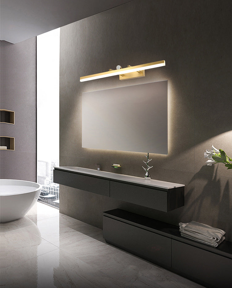 Modern Luxury Style Streamlined Wall Mounted Vanity Lights Copper Vanity Wall Light Fixtures with Intelligent Sensor