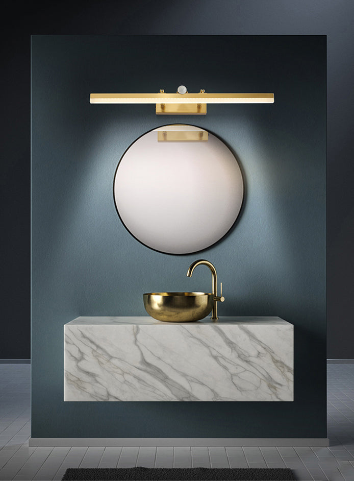 Modern Luxury Style Streamlined Wall Mounted Vanity Lights Copper Vanity Wall Light Fixtures with Intelligent Sensor