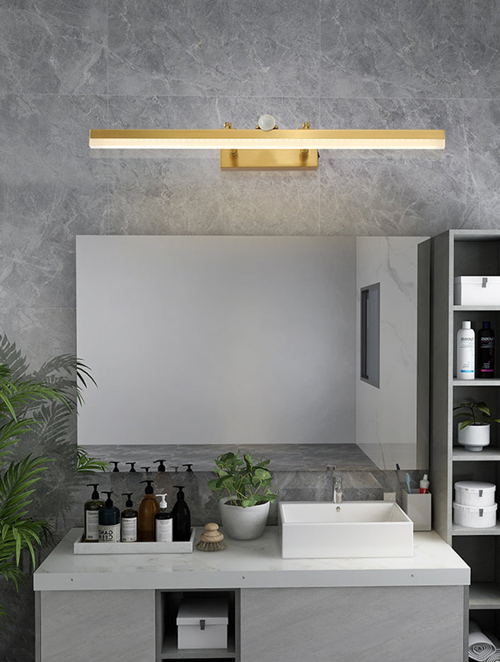 Modern Luxury Style Streamlined Wall Mounted Vanity Lights Copper Vanity Wall Light Fixtures with Intelligent Sensor