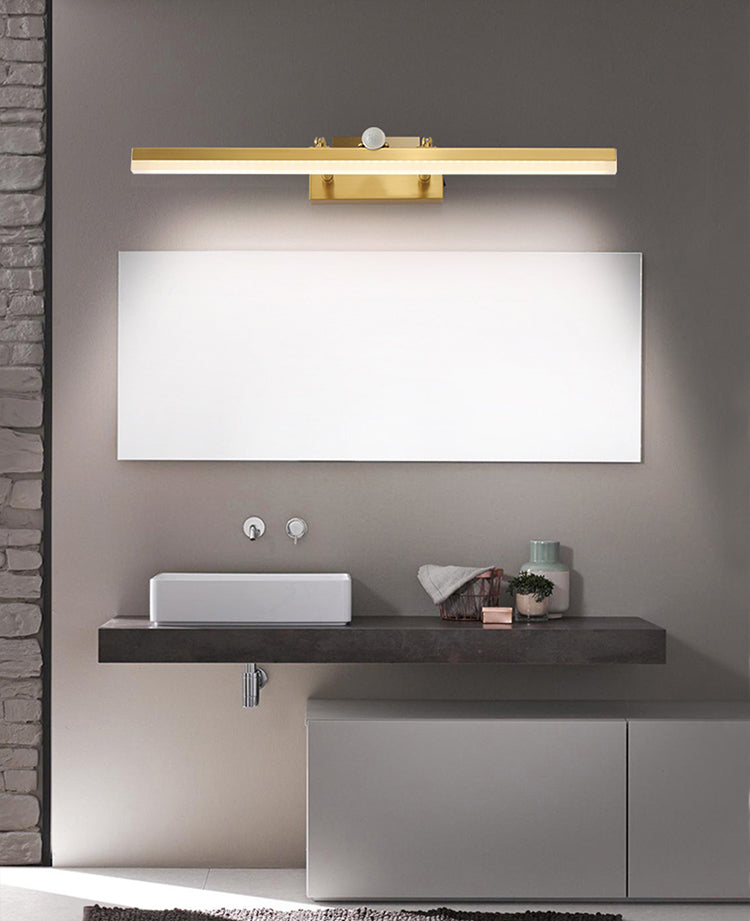 Modern Luxury Style Streamlined Wall Mounted Vanity Lights Copper Vanity Wall Light Fixtures with Intelligent Sensor