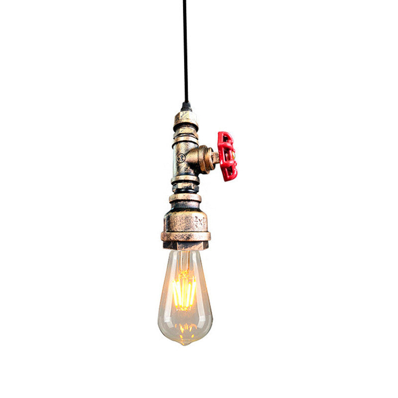 1 Light Water Pipe Hanging Pendant Lights Retro Industrial Style Metallic Pendant Ceiling Lights