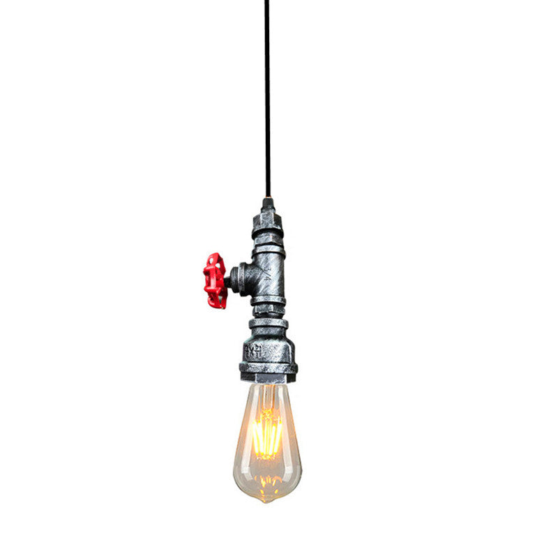 1 Light Water Pipe Hanging Pendant Lights Retro Industrial Style Metallic Pendant Ceiling Lights