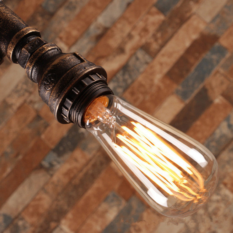 1 Light Water Pipe Hanging Pendant Lights Retro Industrial Style Metallic Pendant Ceiling Lights