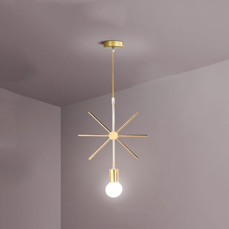 Loft Style Geometric Suspension Pendant 1-Bulb Metal Hanging Light in Gold for Dining Room