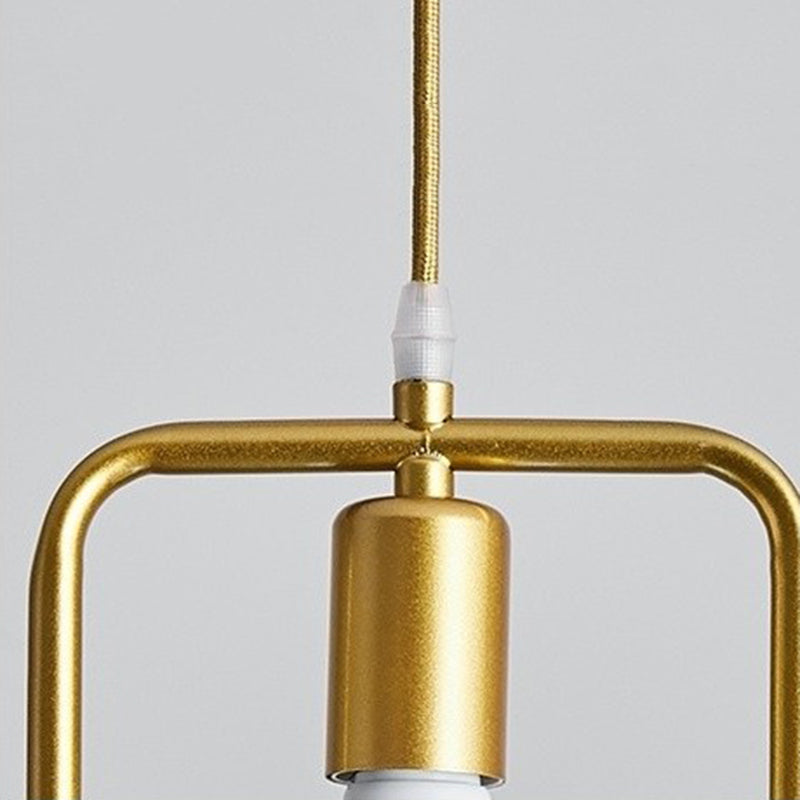 Loft Style Geometric Suspension Pendant 1-Bulb Metal Hanging Light in Gold for Dining Room