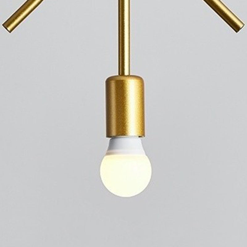 Loft Style Geometric Suspension Pendant 1-Bulb Metal Hanging Light in Gold for Dining Room